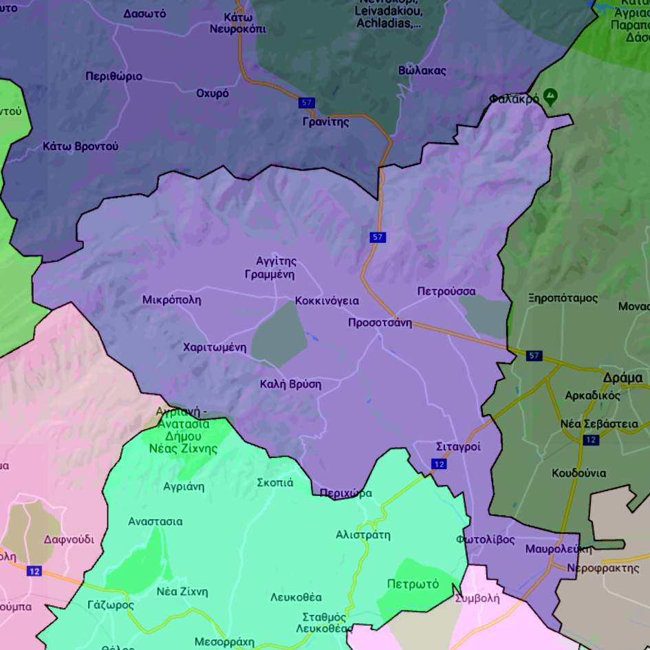 Δήμος Προσότσανης στην Περιφερειακή ενότητα Δράμας